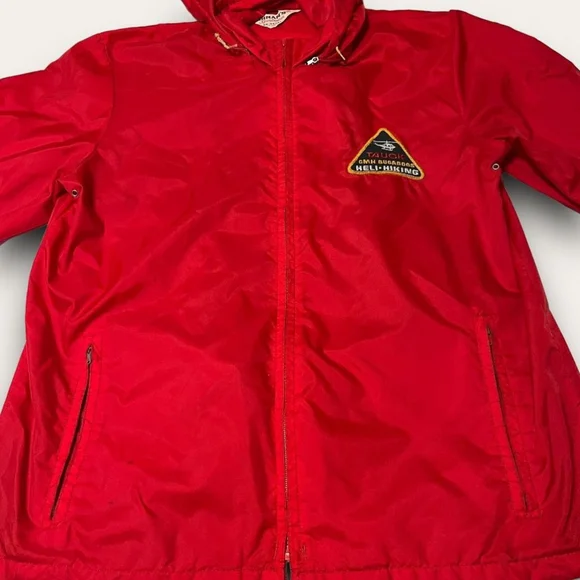 Vintage Oshman’s Sportswear Red Nylon Windbreaker Jacket Tauck Heli-Hiking Sz M - Picture 2 of 6